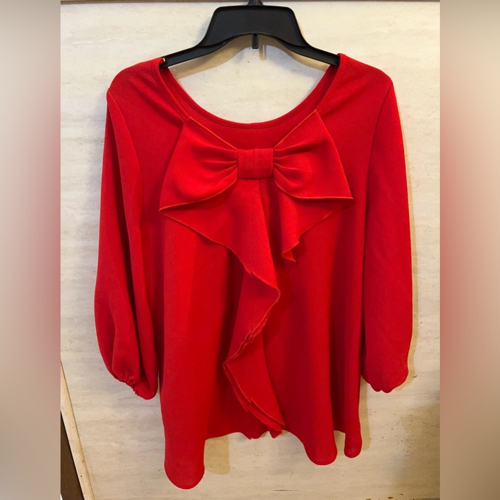 IC Collection By Connie K Bold Scarlet Tunic Top - Picture 6 of 13